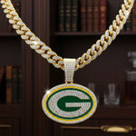 NFL Green Bay Packers 20 Inch Necklace Pendant Cuban Chain Link Football Jewelry Photo 0