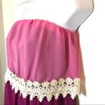 Miin Amethyst Ombré Tiered Crochet Lace Chiffon Strapless Dress S Pink Photo 5