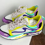 Sandro NWT  Flame Parma Women Size 40 Purple Yellow Mint Flame Chunky Sneakers Photo 0