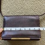 Vintage Elka 1980s Crocodile Skin Hard Case Accordion Style Crossbody Bag Purse Brown Photo 9