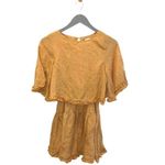 Princess Polly  Astro Mini Dress Mustard Gold Yellow Textured‎ Tiered Ruffle Size Photo 2