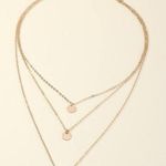 Disc Pendant Casual Layered Necklace Gold Photo 3