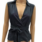 Rampage  Shimmering Sleeveless Black Wrap Blouse Juniors Medium Photo 0