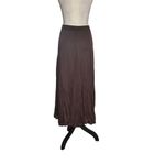 Christopher & Banks Long Flowy Stretchy Chocolate Brown Pleated Maxi Elastic Waist Skirt Size M Boho Photo 1
