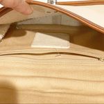 Brighton Vintage Leather Beige Cream Pebbled Brown Trim Braided Crossbody Bag Photo 2