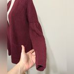 Anthropologie Knitted & Knotted Posie Chunky Burgundy Cardigan Sweater Size S Photo 4