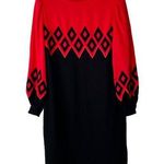 Gene Roye Vintage Wool Dress Black Red Diamond Long Sleeve size 12 Women’s Photo 0