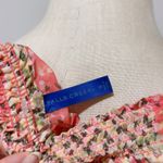 Falls Creek Women's Coral/Tank Floral Smocked Sheer Peasant Blouson Top Size S Photo 3