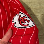 NFL  Kansas City Chiefs Red and Gray Striped Hooded Jersey Shirt Photo 1