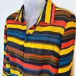 Mine Multicolor Striped Tie Front Long Sleeve Sheer Top Size Medium Photo 2