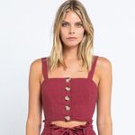 Skylar + Madison Olive Green Button Up Crop Top Photo 0