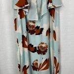 Anthropologie Postmark Blue&Brown Floral Silk Pamela Maxi Dress Sz.8P Photo 11