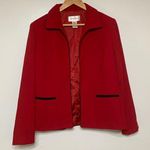 Studio I Red/Black Open Front Cropped Blazer Size 10 Black Photo 0