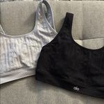 Alo Yoga Alo Seamless Cable Knit Bra - Black & Grey bundle size large Photo 0