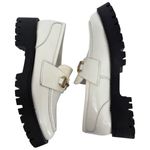 Steve Madden Lando White Leather Lug Sole Loafers Gold Horse bit Hardware Size 9 Photo 10