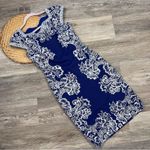 Tadashi Shoji  blue and white lace sheath dress‎ women’s size S Photo 0
