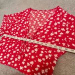 belle du jour Red Floral Tie-Front Cropped Short Sleeve Blouse Photo 6