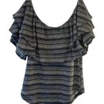 Free People  Heirloom Striped Ruffle Top Off the Shoulder Photo 8
