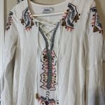 Lulus DRESS my bell-loved ivory embroidered Mini dress Tunic Lace Up Neckline S Photo 2