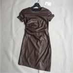 Helmut Lang NWT$425  Faux-leather Twist Short Sleeve Mini Dress Photo 4