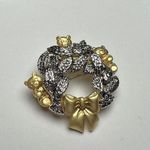 Danecraft Two Tone Christmas Holiday Wreath Teddy Bears With Bow Brooch Pin Photo 6