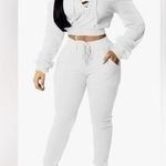Long Sleeve Two Piece Outfit Tracksuit Lace Up Off Shoulder Casual Sweatsuit White Size undefined Photo 0