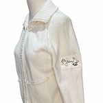 DKNY Y2K Sweater Jacket Womens M Cream Ribbed Full Zip Turtle Neck Classic Retro Photo 3