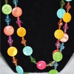 Bright Neon Disc/Beaded Single Strand Handmade Necklace Green Photo 1