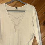 Free People We the free cream lace up ribbed sweater top Photo 2