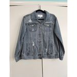 Time and‎ Tru Distressed Denim Jacket Blue Button Front Long Sleeve Women Size S Photo 1