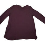 Dana Buchman Womens L Burgundy Long Sleeve‎ V-Neck Blouse Minimalist Office Business Casual Photo 0