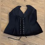 ZARA  black velvet ZW COLLECTION peplum lace up tie back strapless tube top Photo 4