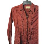 Abercrombie & Fitch  Women's Red Long Sleeve Ruffle Button-Up Shirt Casual Sz XS Photo 2