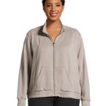 Avia Womens Track Jacket Size 2X 20W-22W Zipped Front Side Pockets Taupe New Photo 2
