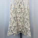 Cream‎ Ivory Open Knit Floral Boho Racerback Tank Top Photo 4