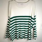 Cyrus  Women’s 3X Striped Sweater White Green Loose Knit Lightweight Oversized Photo 6