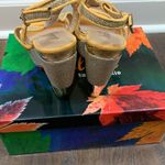 Italina  Platform Slingback Sandals Gold Size 7 Strappy Heels Photo 1