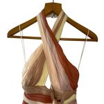 Cinq à Sept Eileen Silk Georgette Colorblock Halter Gown Pink Peach Size 2 Orange Photo 3