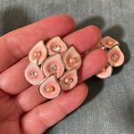 Vintage beauty pink Enamel with rhinestone pearls clip earrings Photo 1