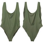 Aerie  Super Scoop One Piece Swimsuit Size XL Olive Green Hi Cut Cheeky Swimwear Photo 13