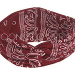 Burgundy Bandana Print Paisley Headband Red Photo 0