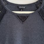 Lucky Brand  Waffle Knit Thermal Crochet Eyelet Lace Sleeves, Grey/Black, Med Photo 8