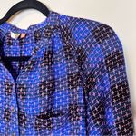 Anthropologie PILCRO Embroidered Plaid Button Up Long Sleeve Blouse Blue Sz S Photo 6