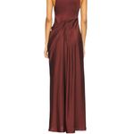 Ceren Ocak Satin Dress in Burgundy Small New Womens Long Maxi Gown Brown Photo 10