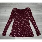 AMERICAN EAGLE Size Small Women's Flare Top Long Sleeve Maroon Red Photo 0