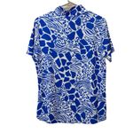 IBKUL Icefil Bianca Navy Animal Print Short Sleeve Sun Shirt LARGE Blue Photo 6