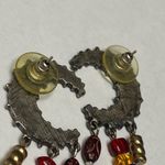 Crescent Legends Moon Shape Silver Tone Metal Pierced Post Earrings with Dangles Photo 4