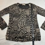 Nabee Tribal Print Open Knit Back Top Size Small Edgy Punk 90s Y2K Casual Tan Photo 6