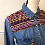 Forever 21 Chambray Multicolor Spiked Snap Button Down Shirt M Photo 8