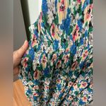 Ganni Floral Pleated Puff Short Sleeves V Neck A- Line Georgette Midi Dress M Photo 4